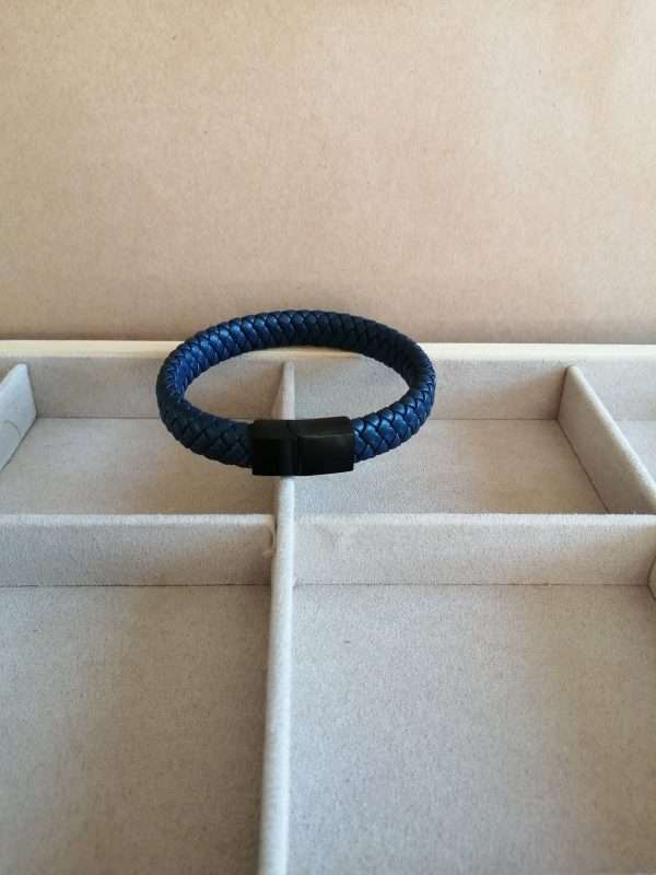 Bracelet tressé bleu marine homme