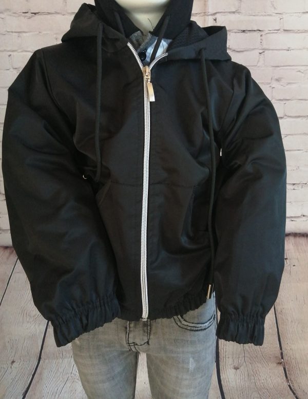 Veste K-way à capuche noir enfant