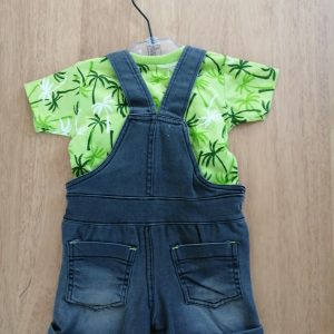 Salopette en jeans grise et son t-shirt pour bébé